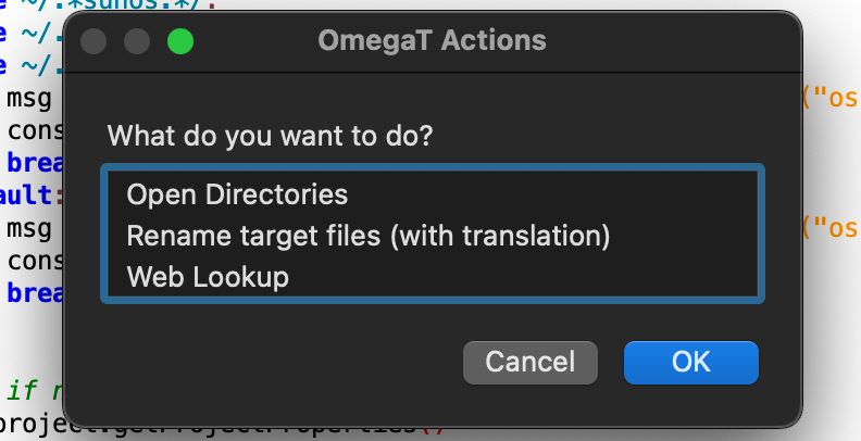 Launching external apps and scripts from #OmegaT